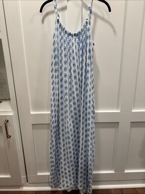 NWOT LAKE Pima Blue & White Maxi Dress
